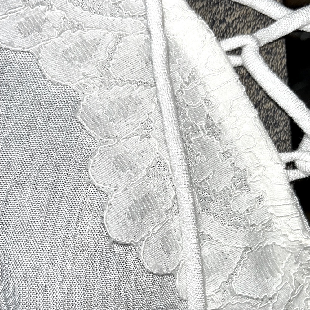 Elegant White Lace-Up Women's Top - Picture 3 of 3